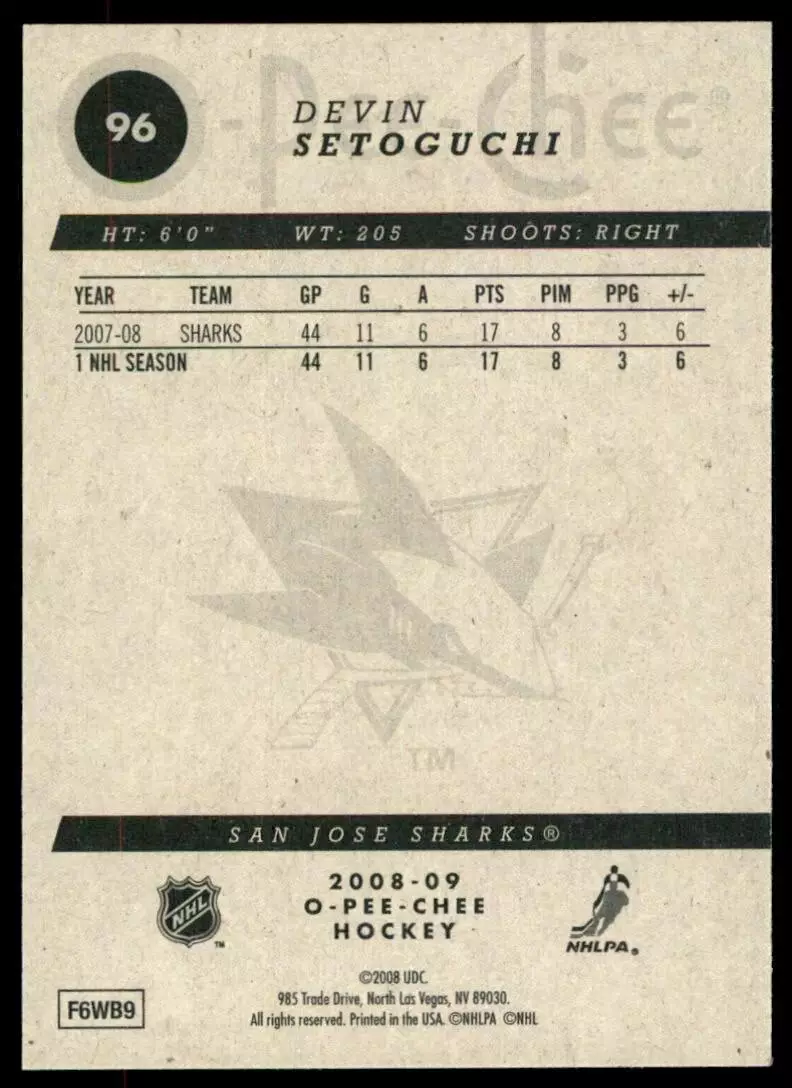 2008-09 O-Pee-Chee #96 Devin Setoguchi 1