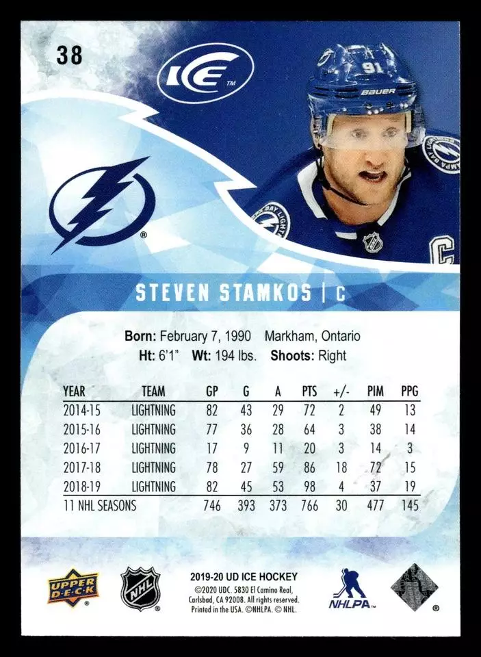 2019-20 Upper Deck Ice #38 Steven Stamkos 1