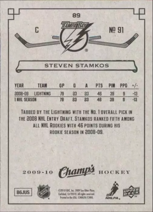 2009-10 Upper Deck Champ's #89 Steven Stamkos 1