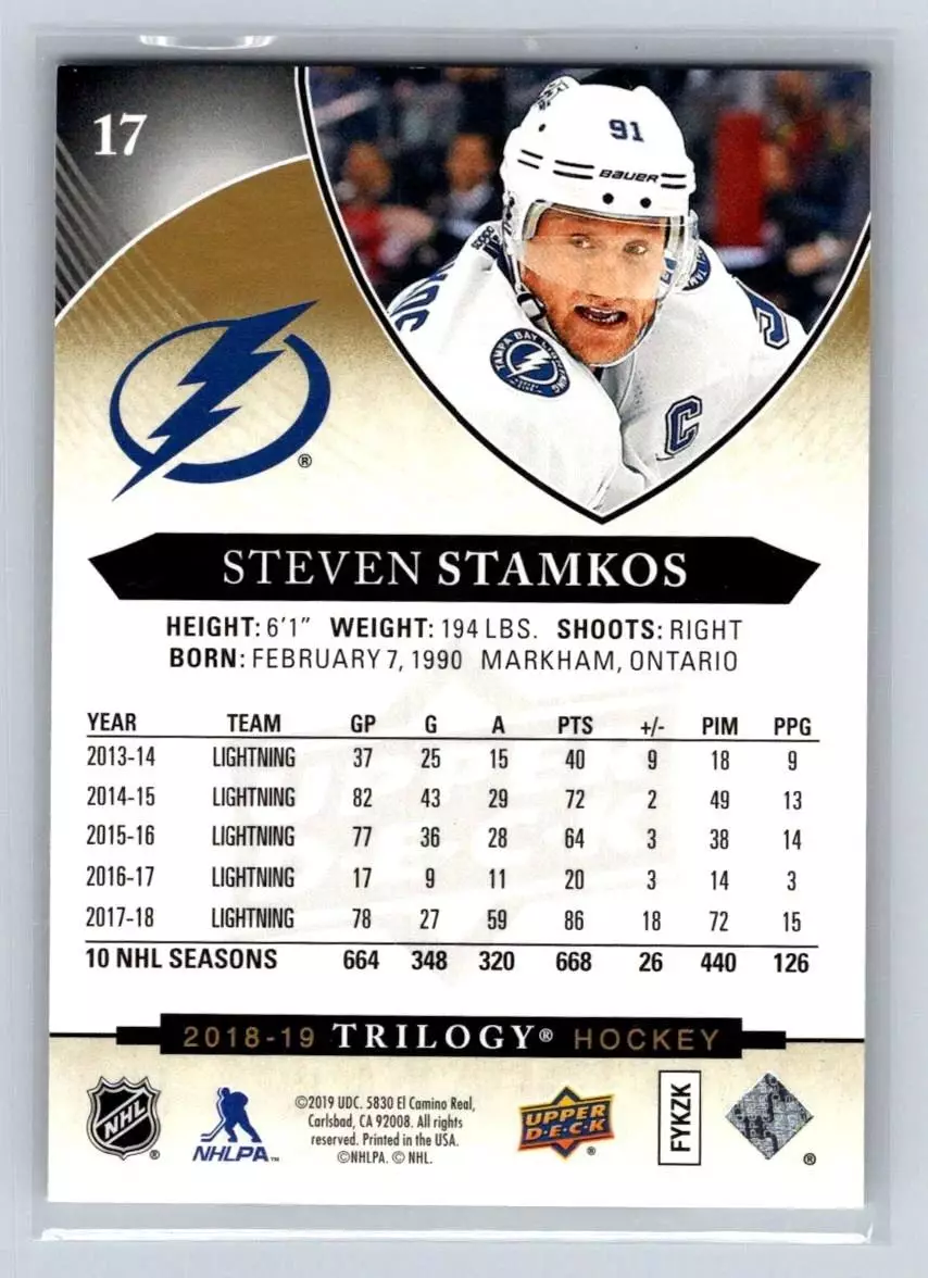 2018-19 Upper Deck Trilogy #17 Steven Stamkos 1