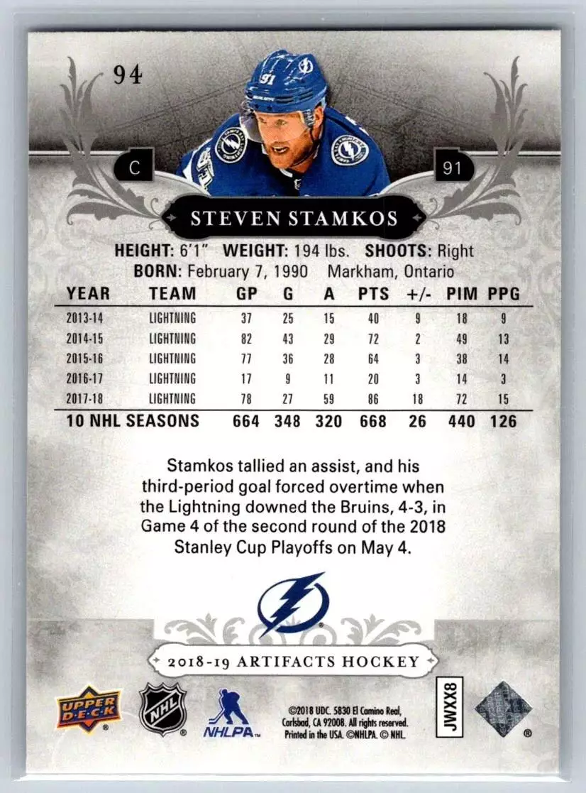 2018-19 Artifacts #94 Steven Stamkos 1