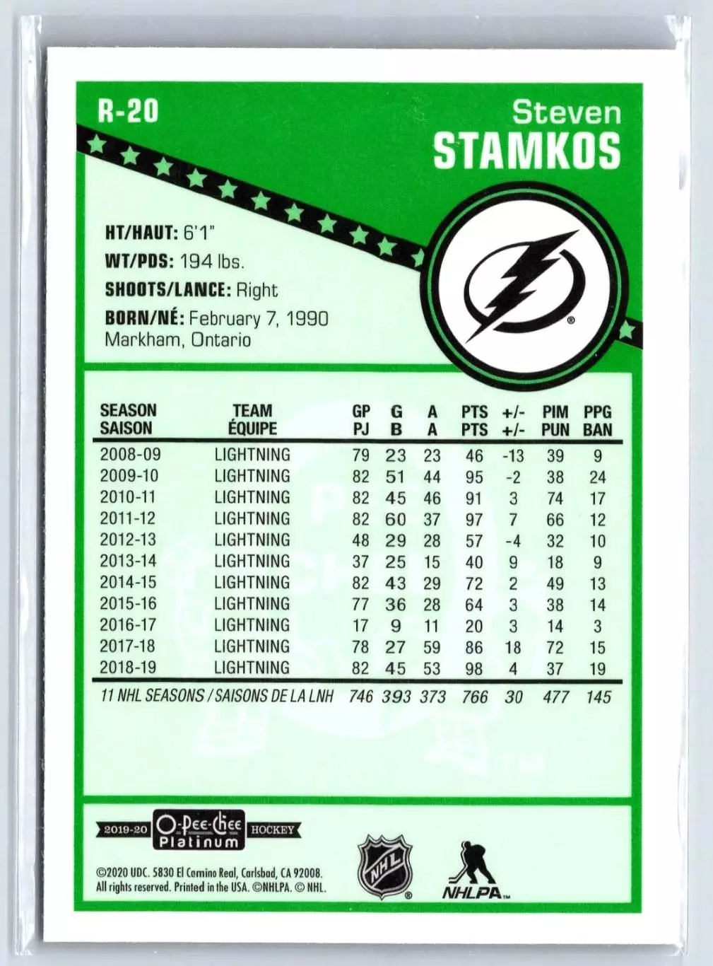 2019-20 O-Pee-Chee Platinum Retro #R20 Steven Stamkos 1