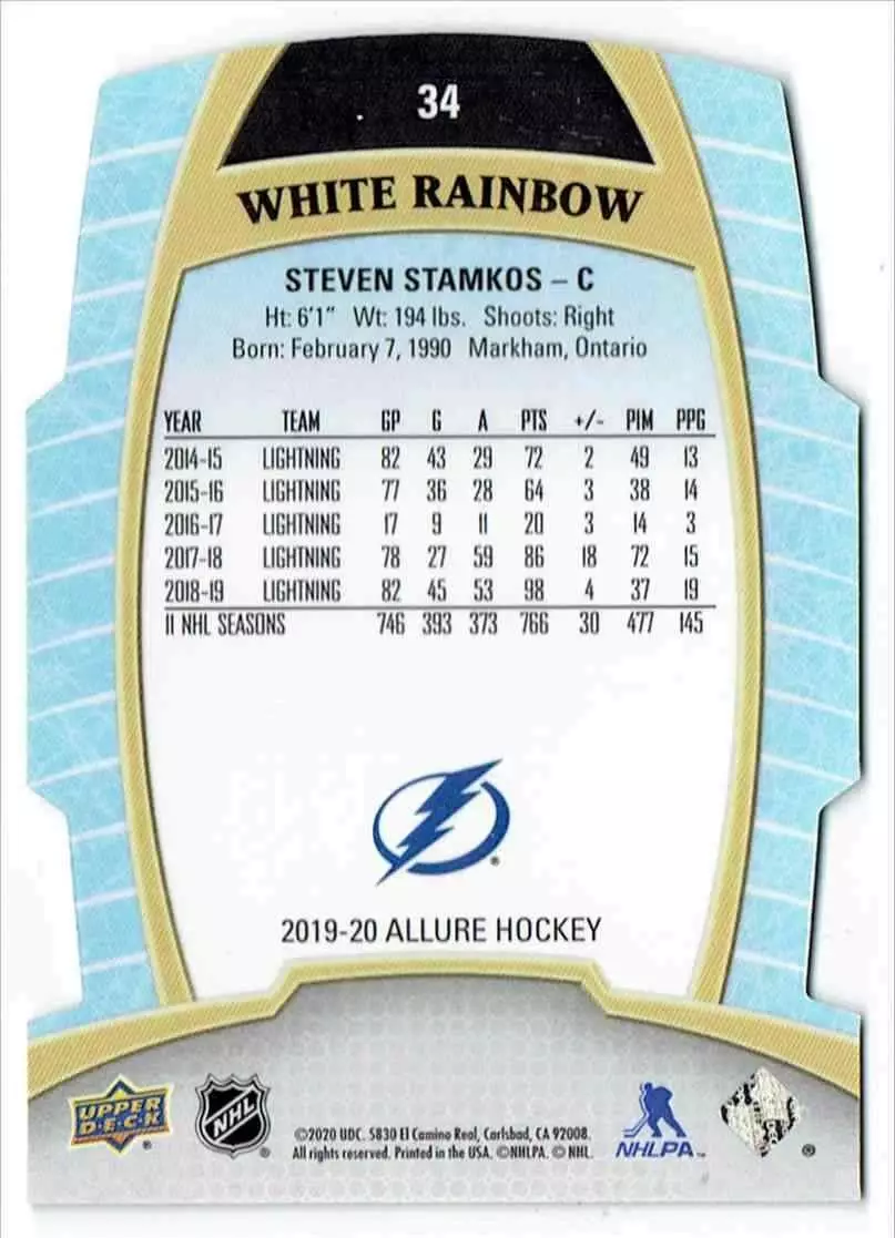 2019-20 Upper Deck Allure White Rainbow #34 Steven Stamkos 1