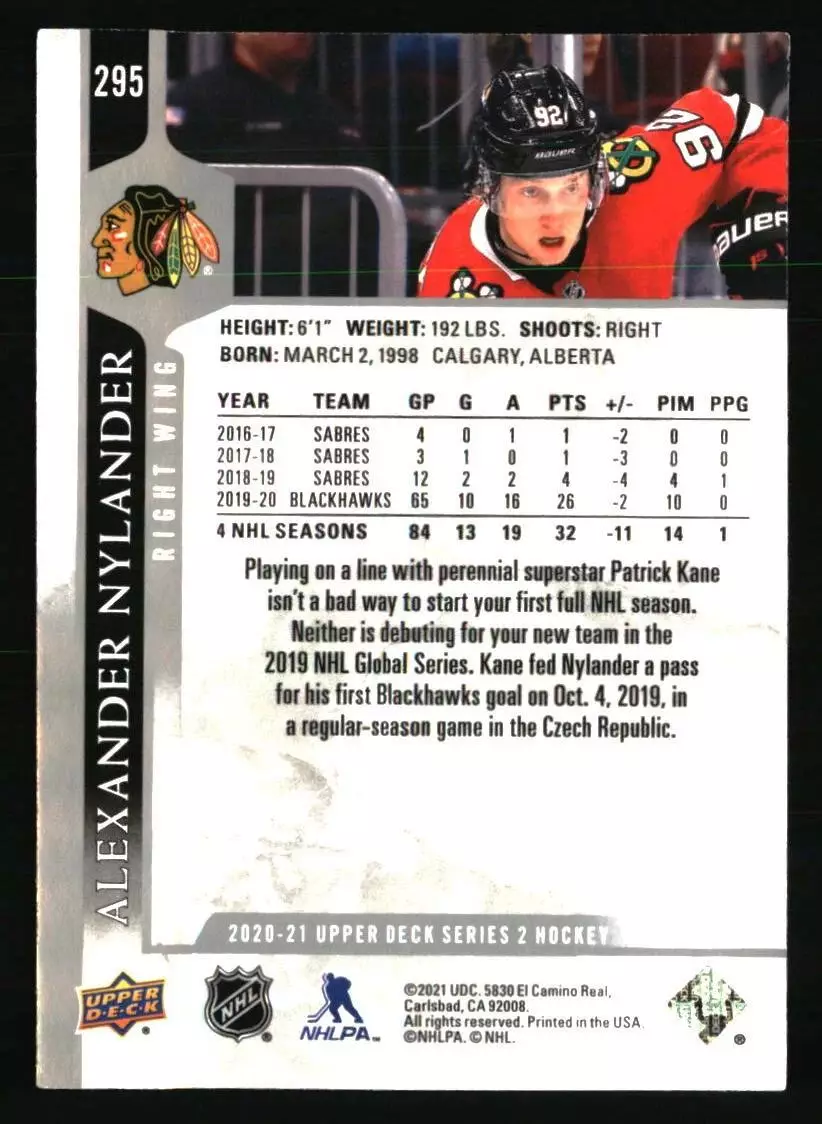 2020-21 Upper Deck #295 Alexander Nylander 1