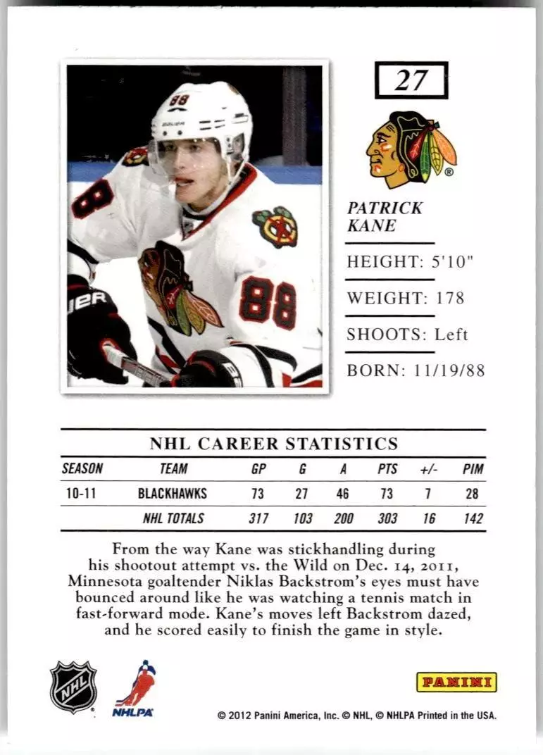 2011-12 Elite #27 Patrick Kane 1