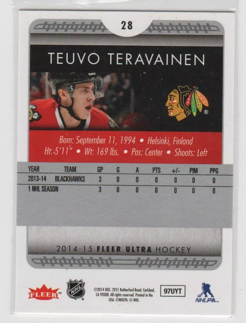 2014-15 Ultra #28 Teuvo Teravainen RC 1