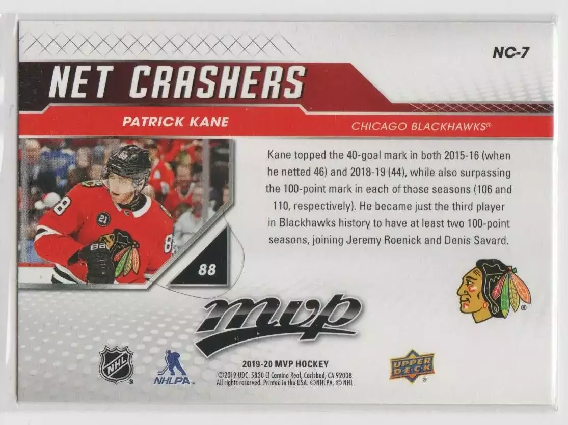 2019-20 Upper Deck MVP Net Crashers #NC7 Patrick Kane 1