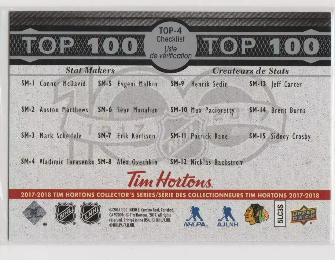 2017-18 Upper Deck Tim Hortons Top 100 #TOP4 Patrick Kane 1