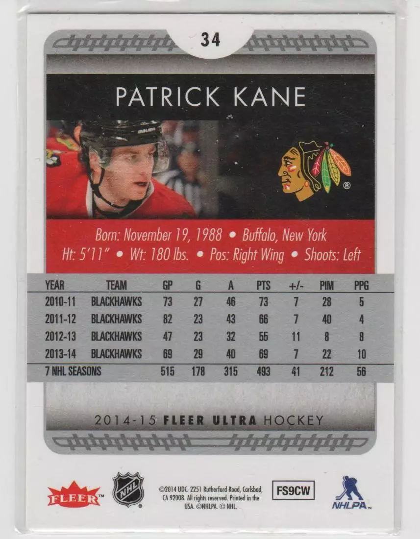 2014-15 Ultra #34 Patrick Kane 1