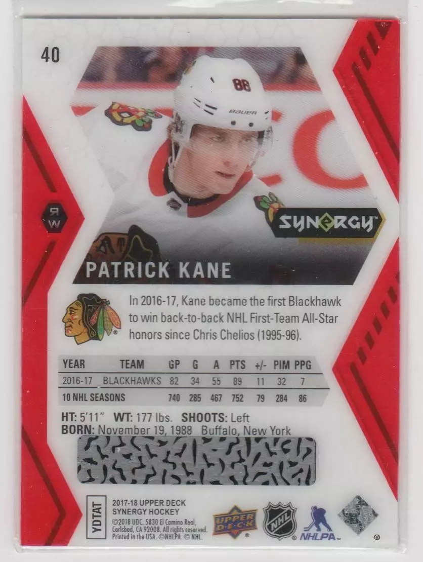 2017-18 Synergy Red Bounty #40 Patrick Kane 1