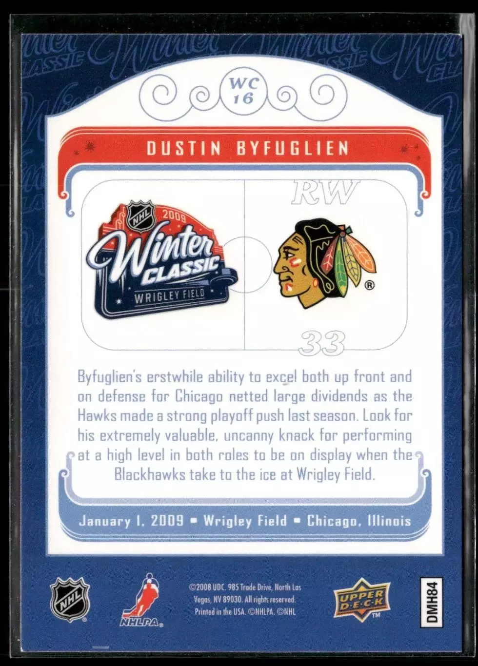 2008-09 Upper Deck MVP Winter Classic #WC16 Dustin Byfuglien 1