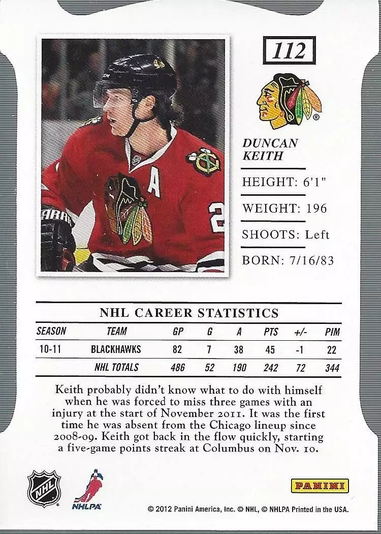 2011-12 Elite Aspirations #112 Duncan Keith 1