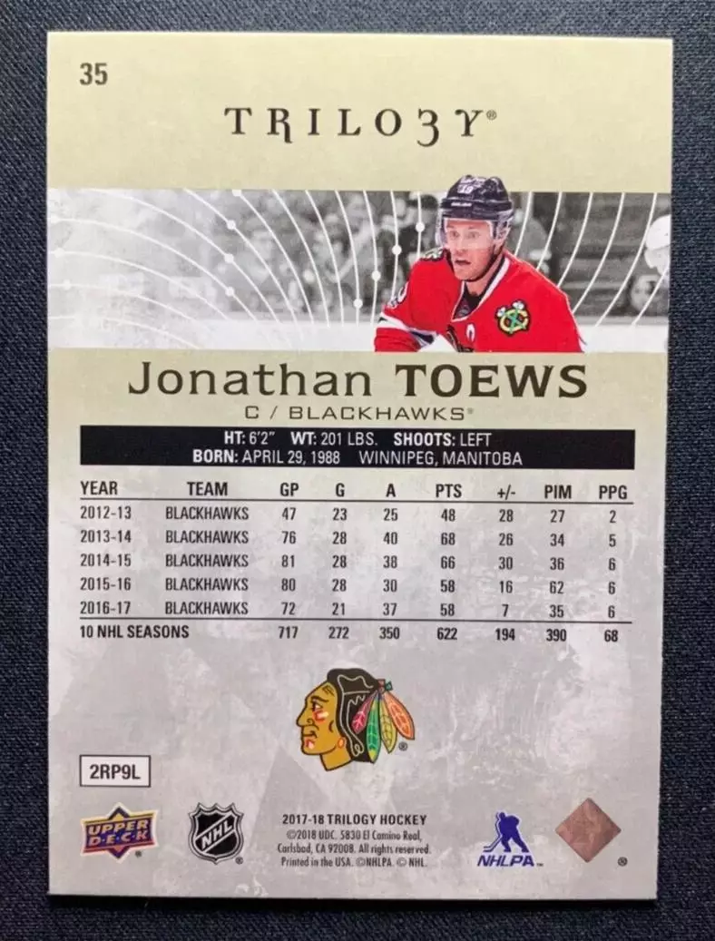 2017-18 Upper Deck Trilogy #35 Jonathan Toews 1