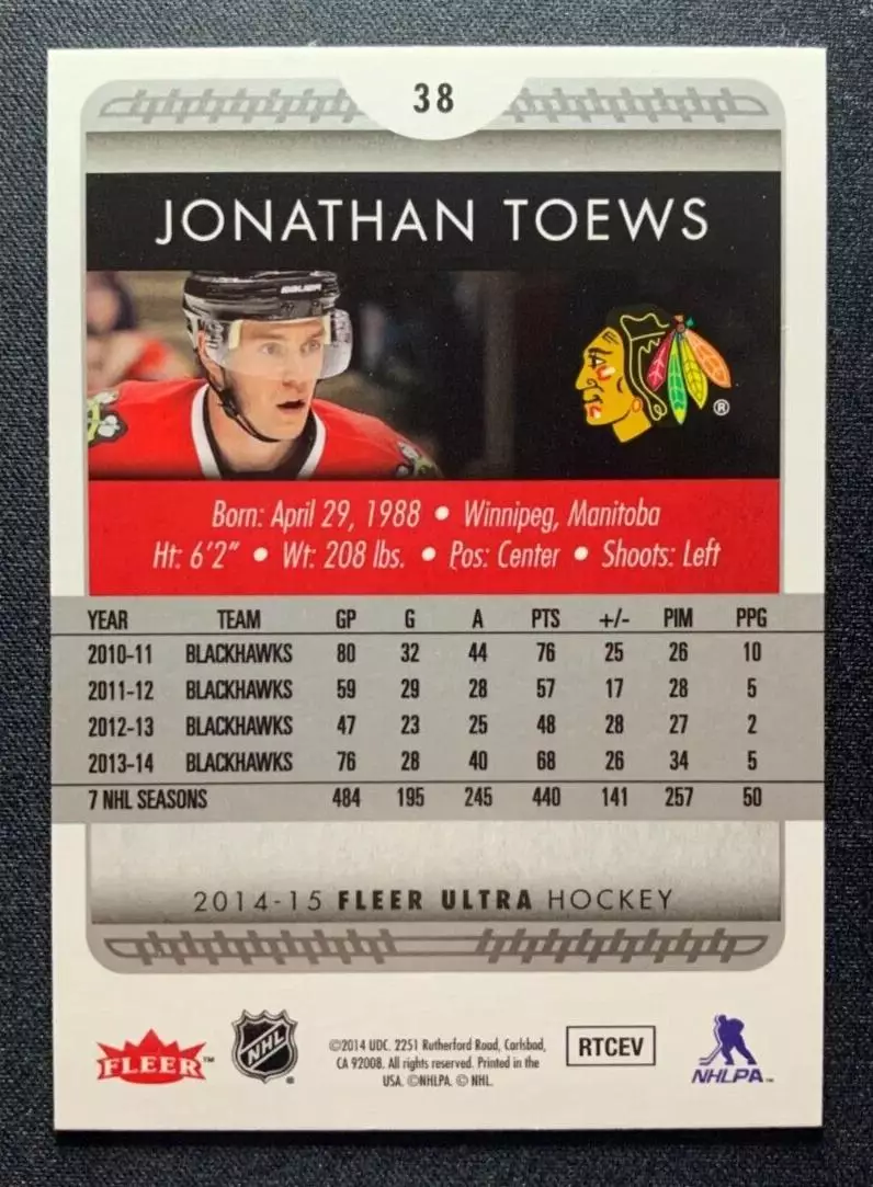 2014-15 Ultra Gold Medallion #38 Jonathan Toews 1