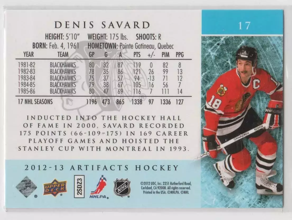 2012-13 Artifacts #17 Denis Savard 1