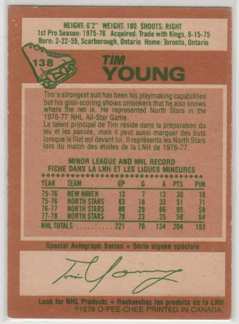 1978-79 O-Pee-Chee #138 Tim Young 1
