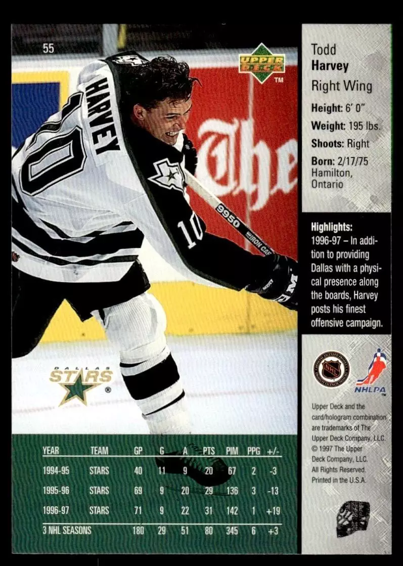 1997-98 Upper Deck #55 Todd Harvey 1