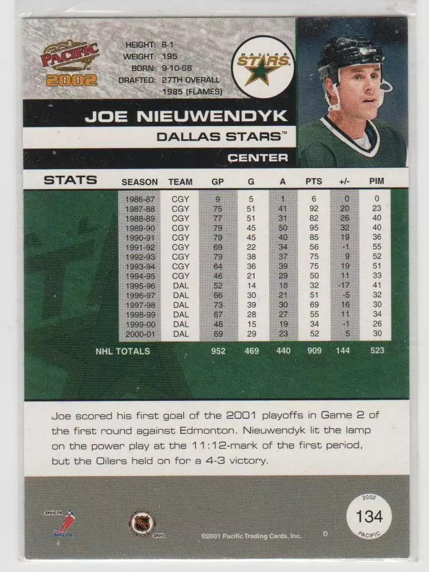 2001-02 Pacific #134 Joe Nieuwendyk 1