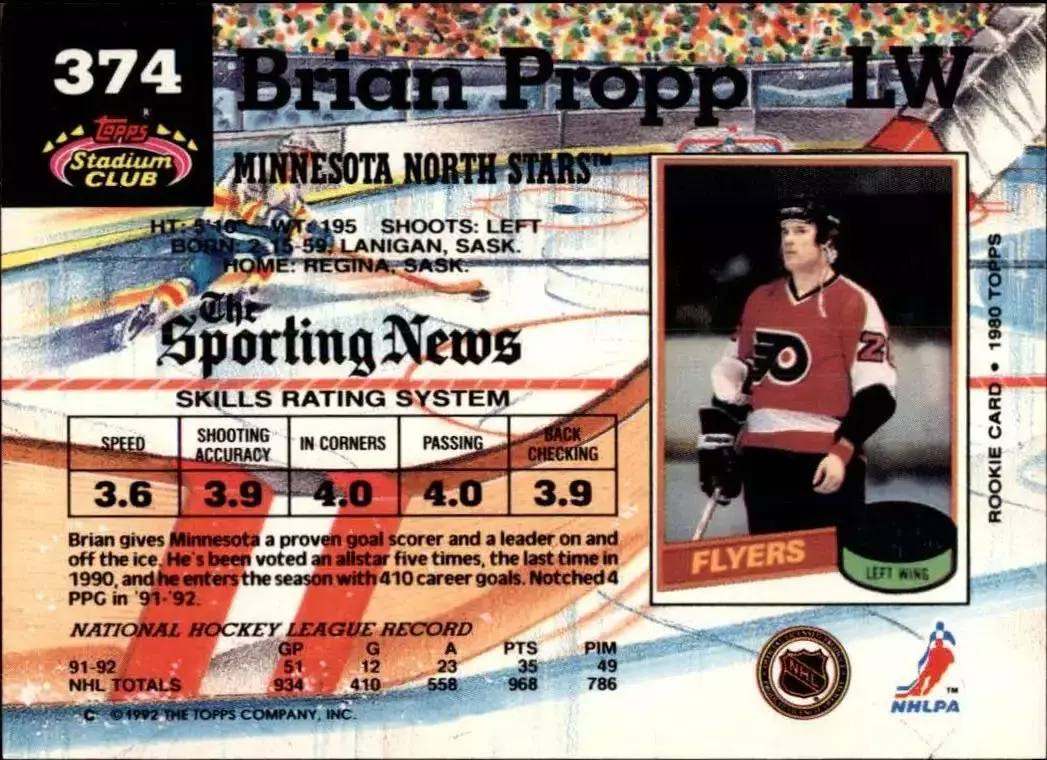 1992-93 Stadium Club #374 Brian Propp 1
