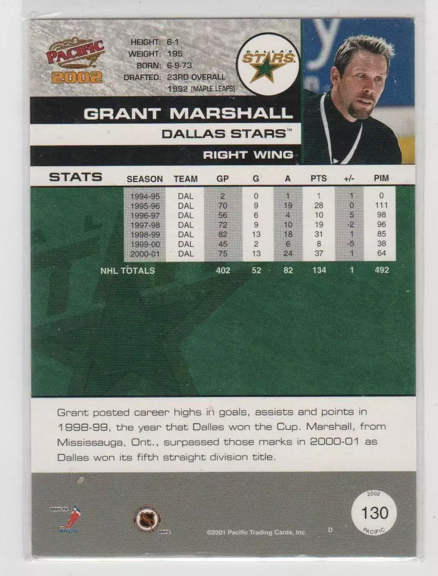 2001-02 Pacific #130 Grant Marshall 1