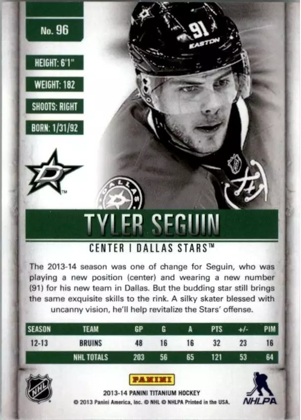 2013-14 Panini Titanium Retail #96 Tyler Seguin 1