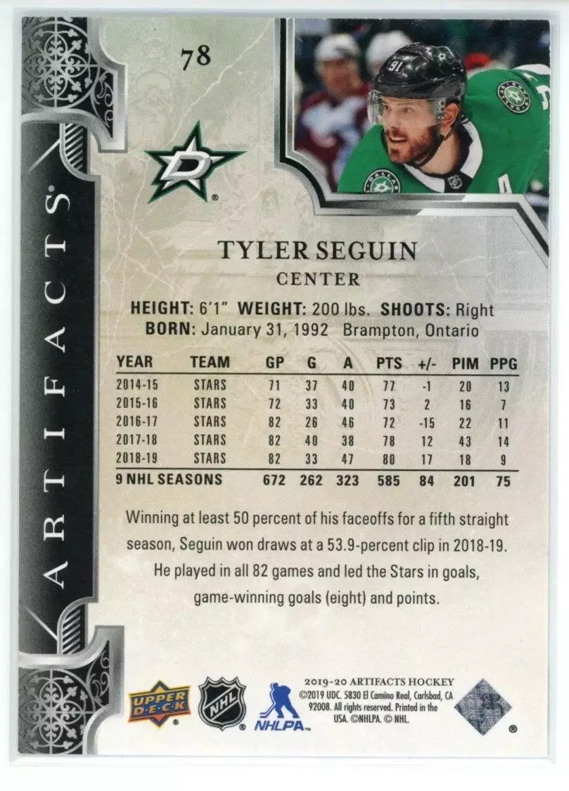 2019-20 Artifacts #78 Tyler Seguin 1