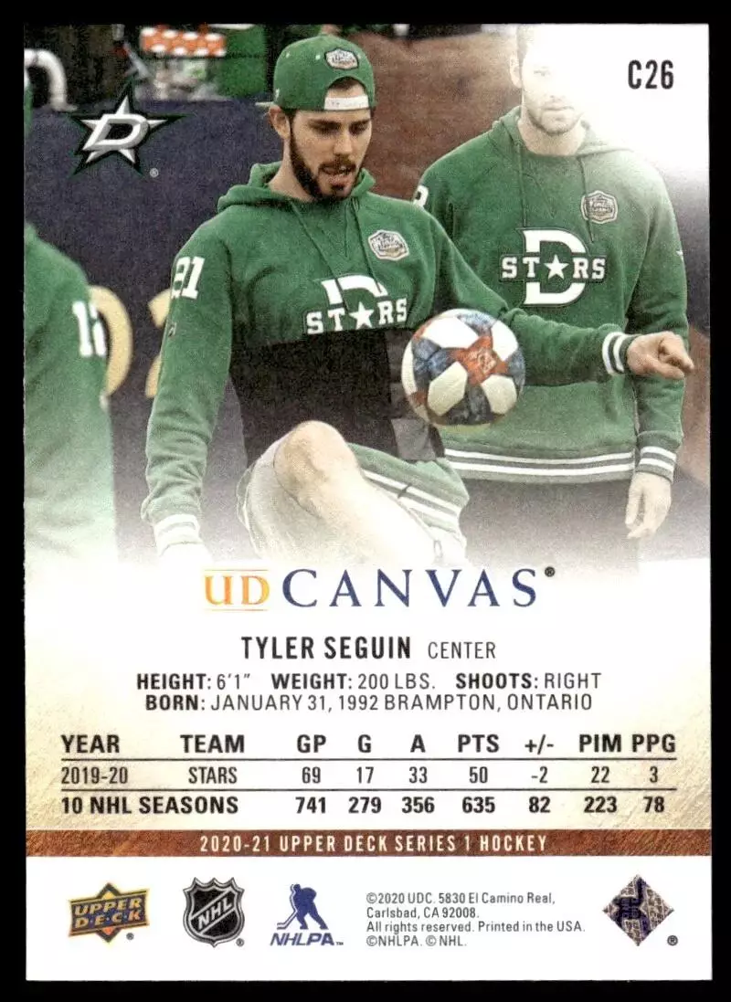 2020-21 Upper Deck Canvas #C26 Tyler Seguin 1