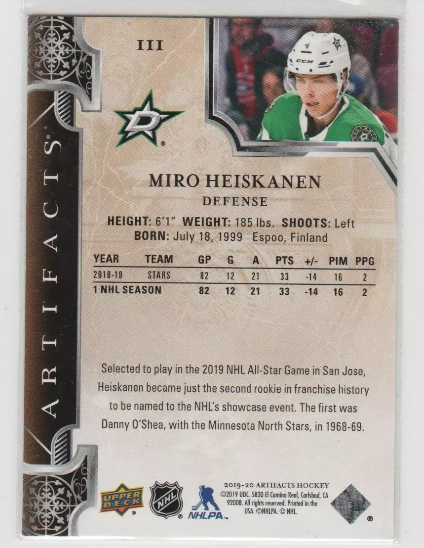 2019-20 Artifacts #111 Miro Heiskanen S 479\699 1