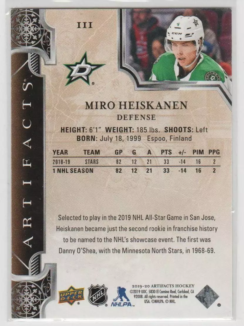 2019-20 Artifacts Copper #111 Miro Heiskanen S 198\399 1
