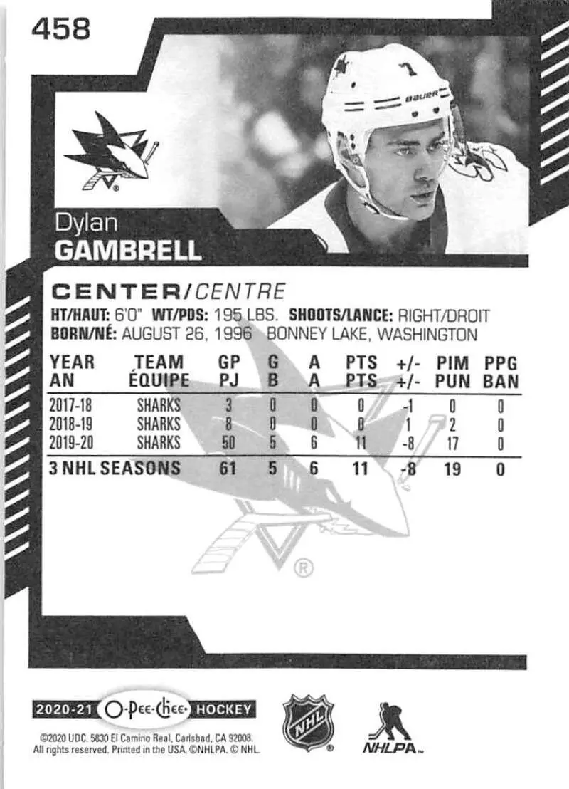 2020-21 O-Pee-Chee #458 Dylan Gambrell 1