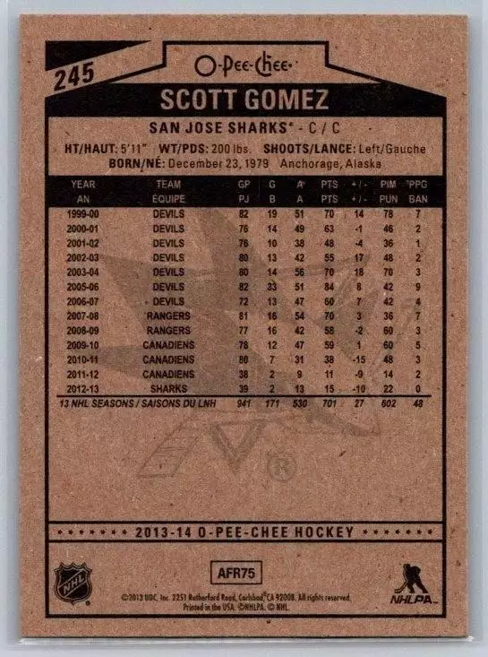 2013-14 O-Pee-Chee #245 Scott Gomez 1