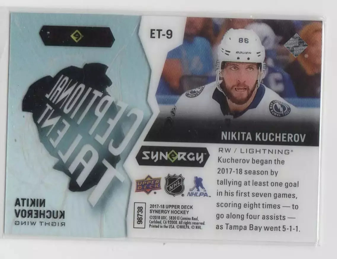 2017-18 Synergy Exceptional Talent #ET9 Nikita Kucherov 1