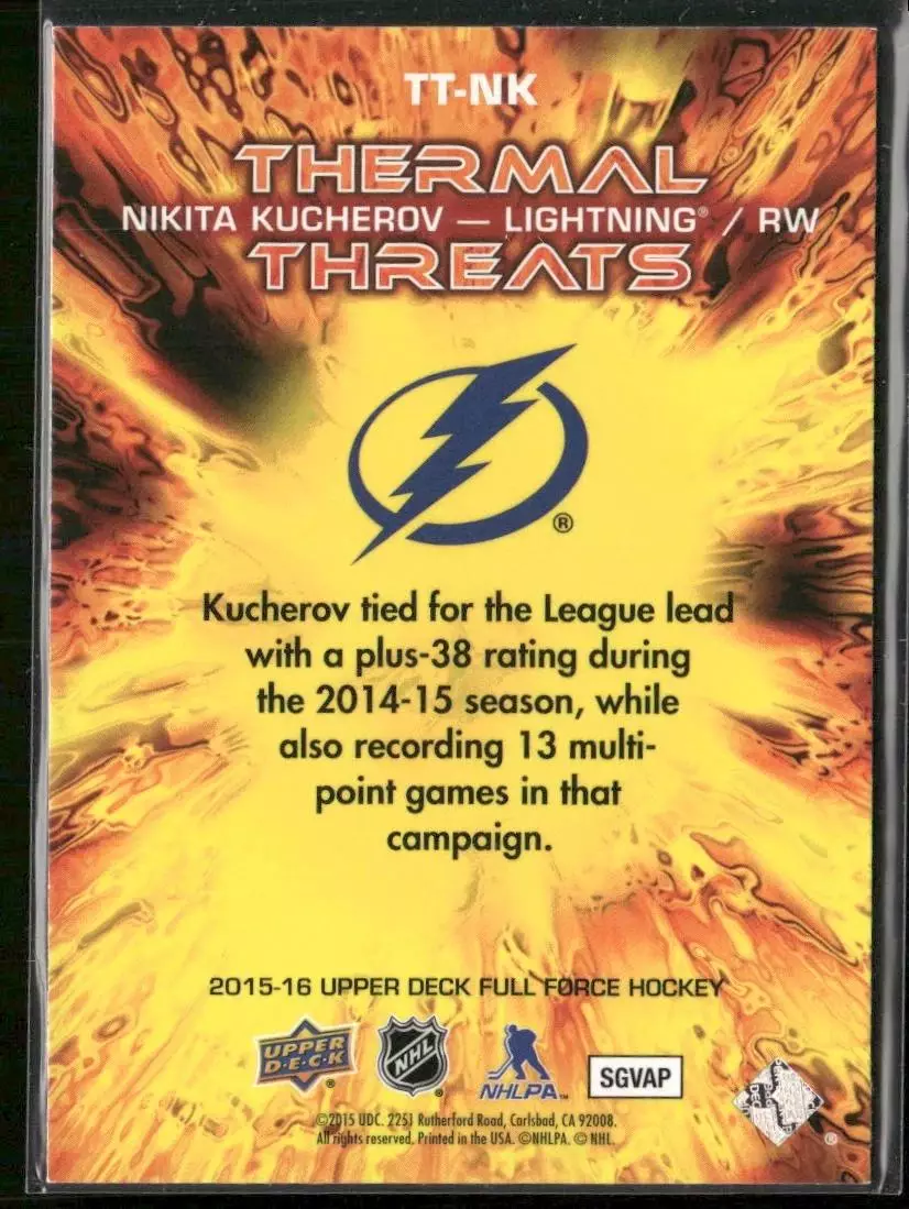 2015-16 Upper Deck Full Force Thermal Threats #TTNK Nikita Kucherov 1