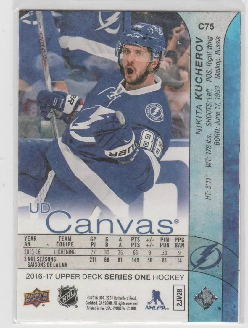 2016-17 Upper Deck Canvas #C75 Nikita Kucherov 1