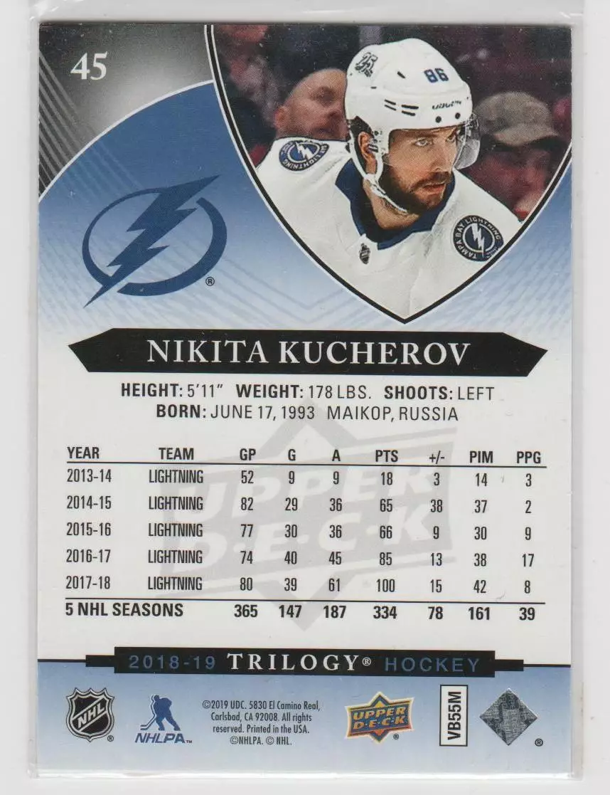 2018-19 Upper Deck Trilogy Blue #45 Nikita Kucherov 152\799 1