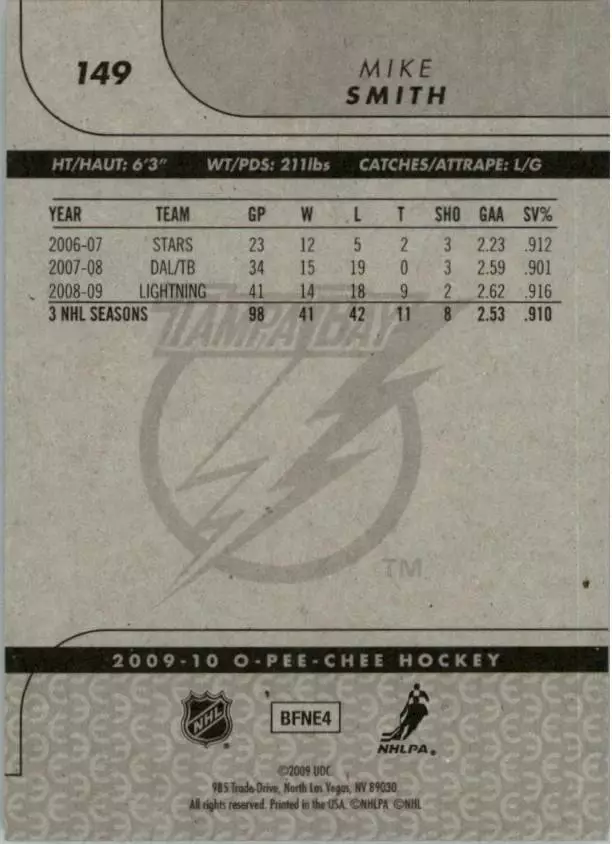 2009-10 O-Pee-Chee #149 Mike Smith 1