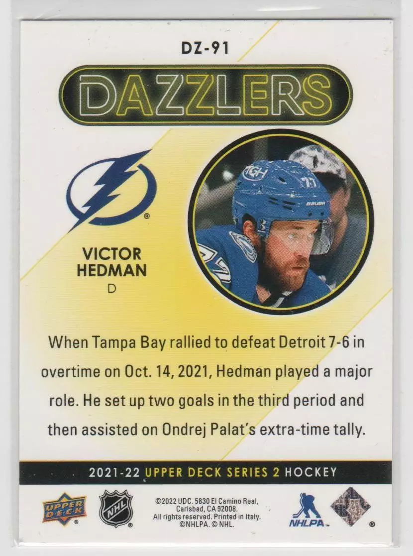 2021-22 Upper Deck Dazzlers Red #DZ91 Victor Hedman 1