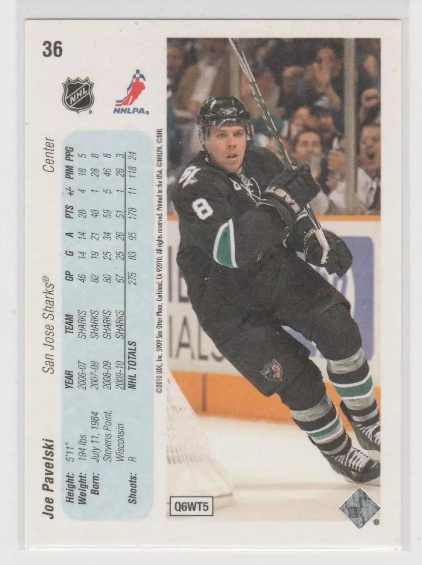 2010-11 Upper Deck 20th Anniversary Parallel #36 Joe Pavelski 1