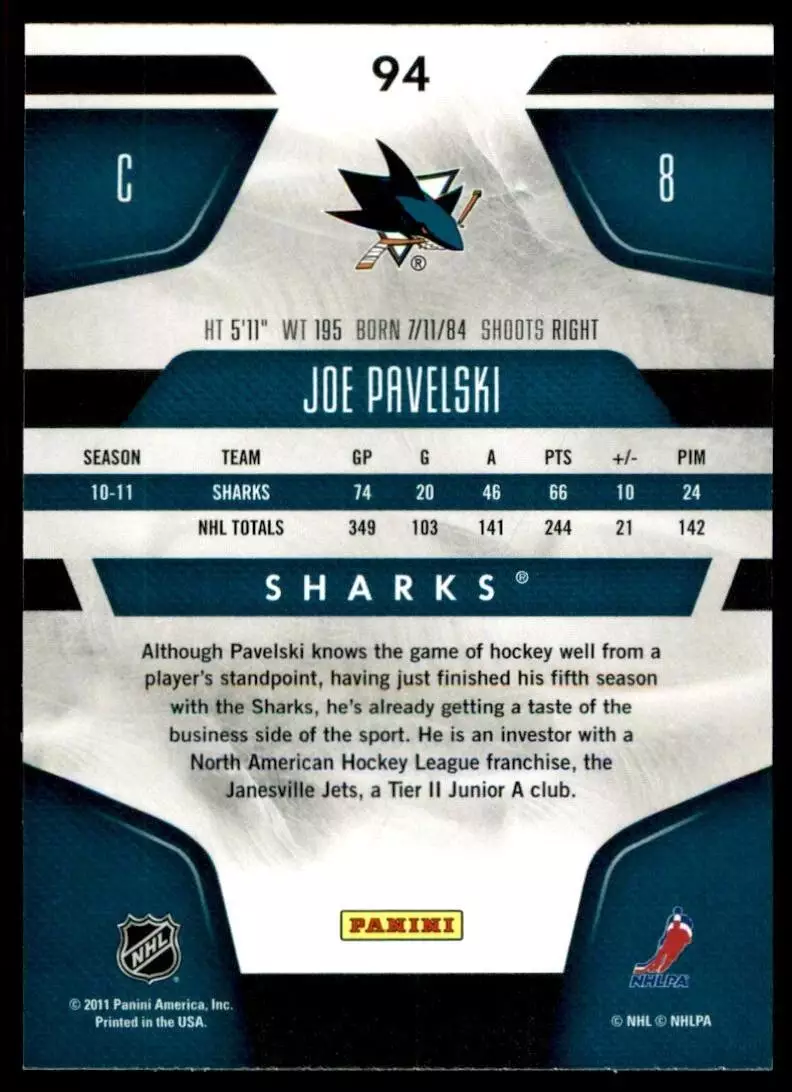 2011-12 Certified #94 Joe Pavelski 1