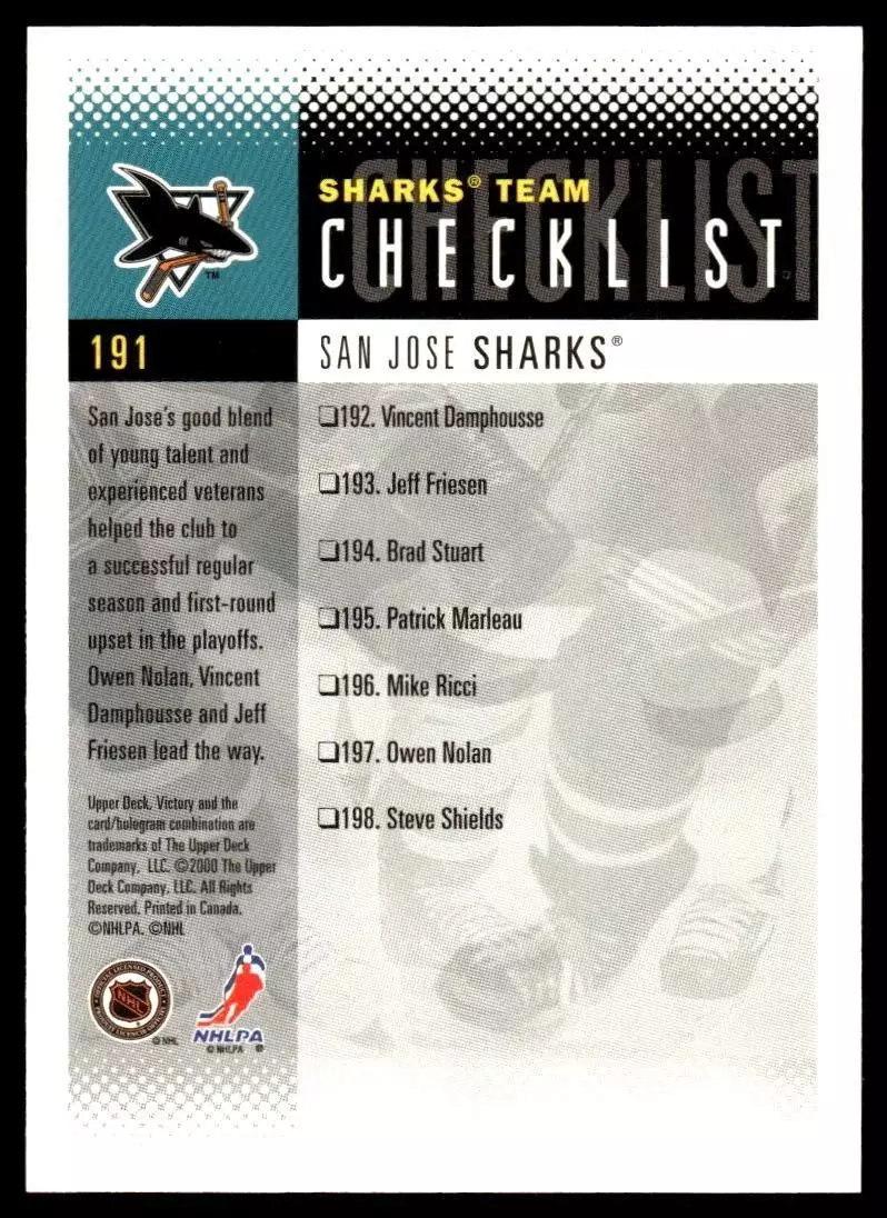 2000-01 Upper Deck Victory #191 Jeff Friesen CL 1
