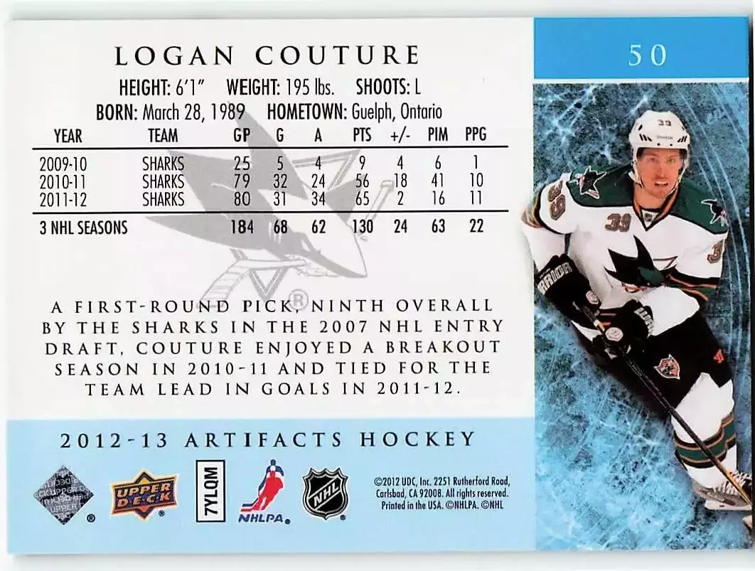 2012-13 Artifacts #50 Logan Couture 1