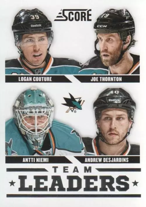 2013-14 Score #574 Logan Couture TL/Joe Thornton/Andrew Desjardins/Antti Niemi