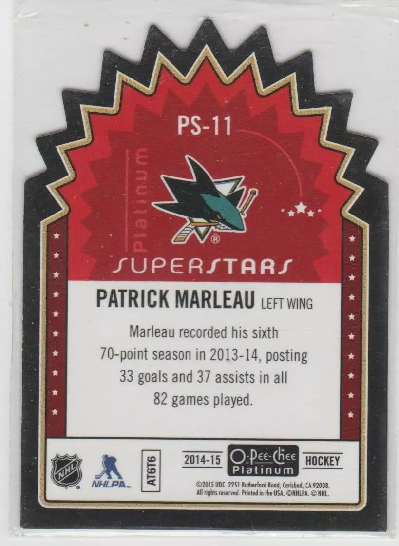 2014-15 O-Pee-Chee Platinum Superstars #PS11 Patrick Marleau 1