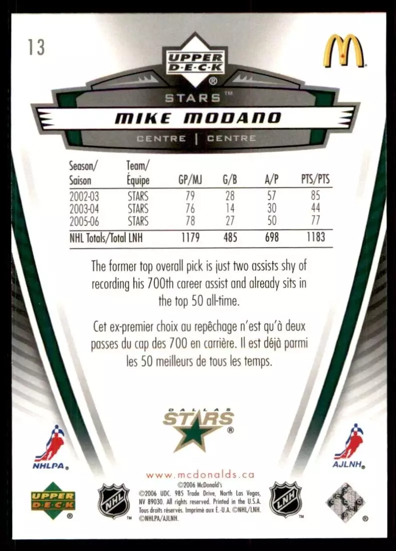 2006-07 McDonald's Upper Deck #13 Mike Modano 1
