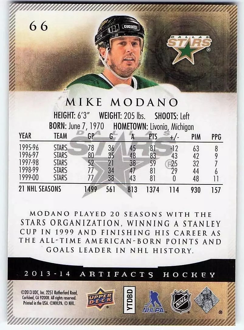 2013-14 Artifacts #66 Mike Modano 1