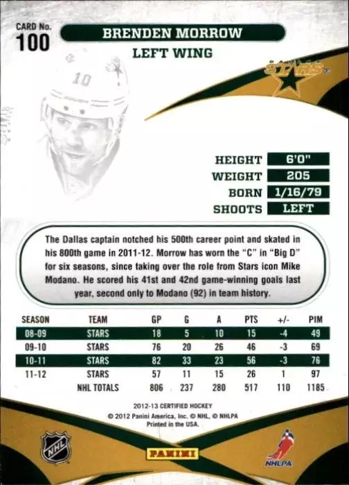 2012-13 Certified #100 Brenden Morrow 1
