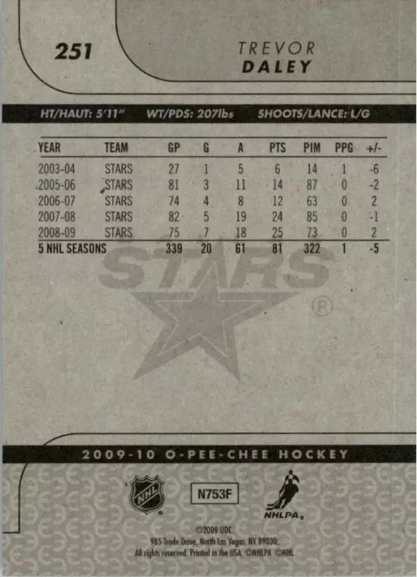 2009-10 O-Pee-Chee #251 Trevor Daley 1