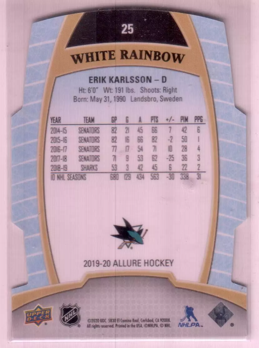 2019-20 Upper Deck Allure Red Rainbow #25 Erik Karlsson 1
