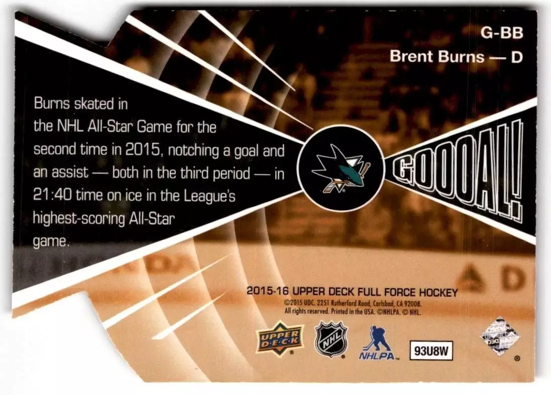 2015-16 Upper Deck Full Force Goooal #GBB Brent Burns 1