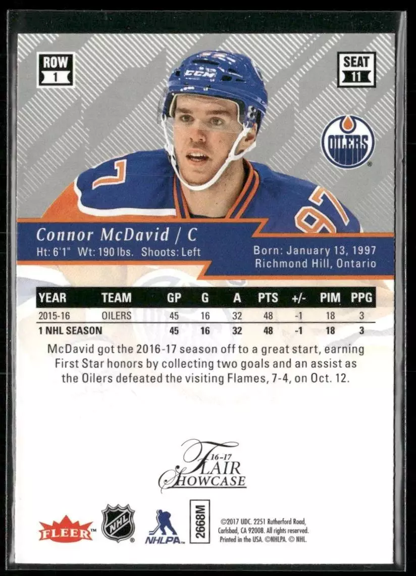 2016-17 Fleer Showcase Flair #11 Connor McDavid R1 1